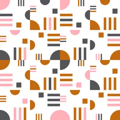 Behang Geometric vector seamless pattern in retro style . Modern  background with circles, lines and other simple shapes.