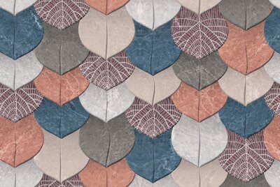 Behang Geometrisch patroon dat een steenstructuur imiteert