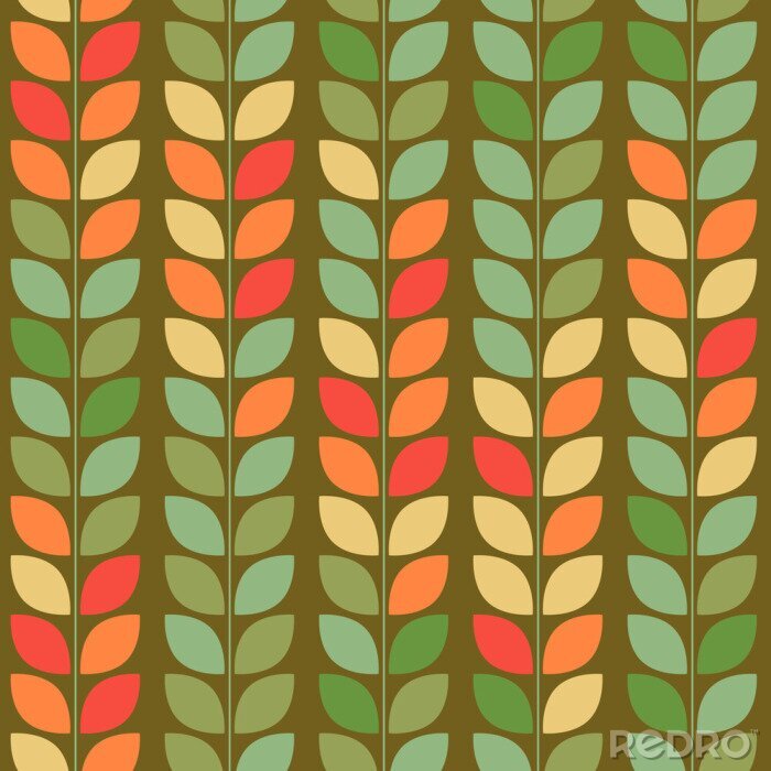 Behang Geometrisch patroon in bladeren