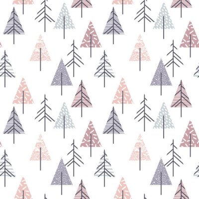 Behang Geometrische bomen in pastelkleuren