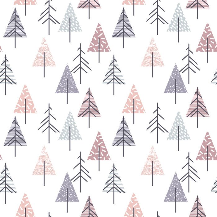 Behang Geometrische bomen in pastelkleuren
