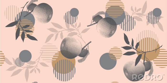 Behang Geometrische collage met appels