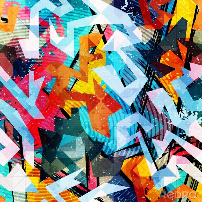 Behang Geometrische gekleurde graffiti