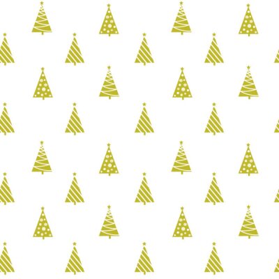 Behang Geometrische gouden kerstbomen