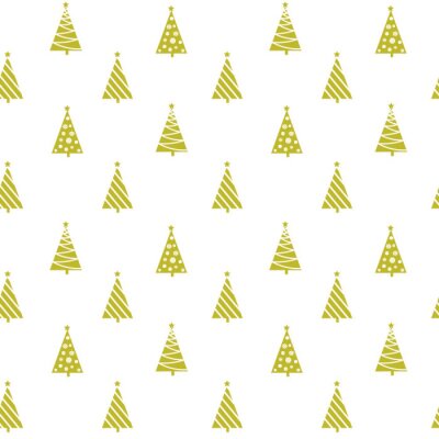 Behang Geometrische gouden kerstbomen