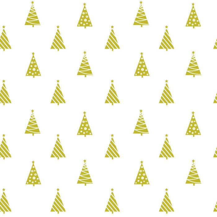 Behang Geometrische gouden kerstbomen