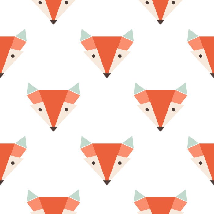 Behang Geometrische vossenkop op witte achtergrond