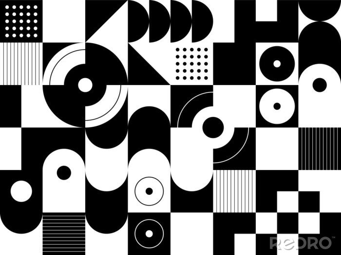 Behang Geometry minimalist artwork poster with simple shape and figure. Abstract vector pattern design in Scandinavian style for web banner, business presentation, branding package, fabric print, wallpaper