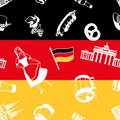 Behang German seamless pattern. Germany national traditional symbols.