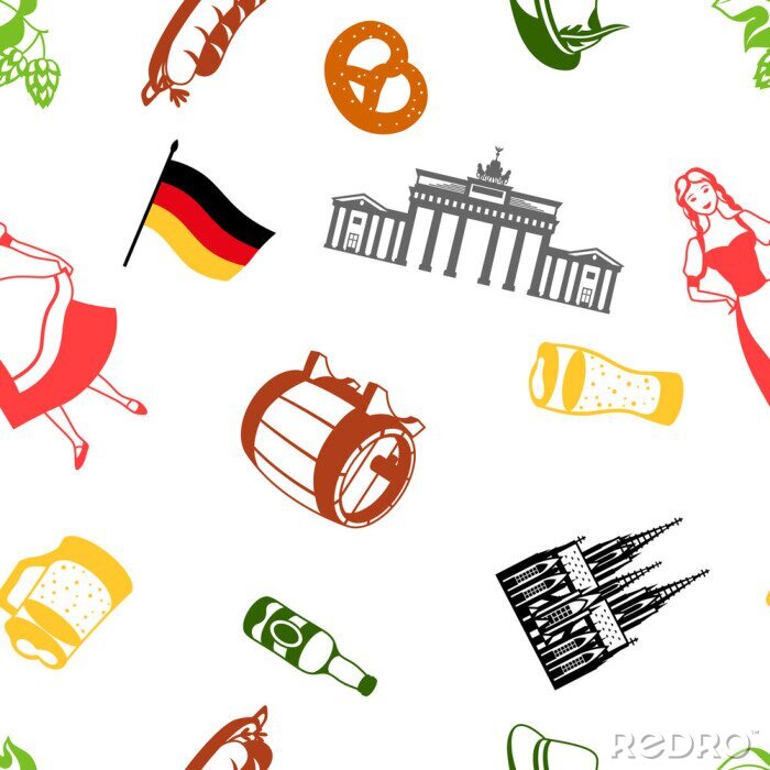 Behang German seamless pattern. Germany national traditional symbols.