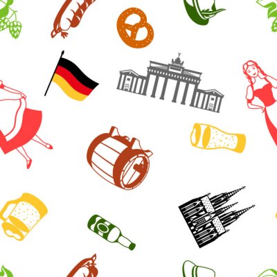 Behang German seamless pattern. Germany national traditional symbols.