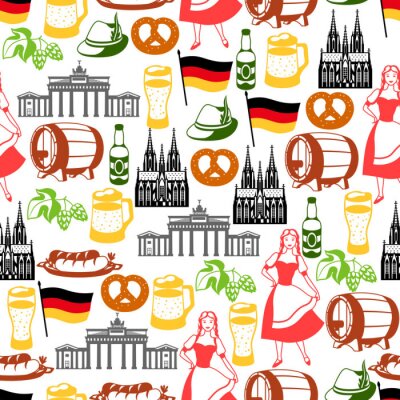 Behang German seamless pattern. Germany national traditional symbols.