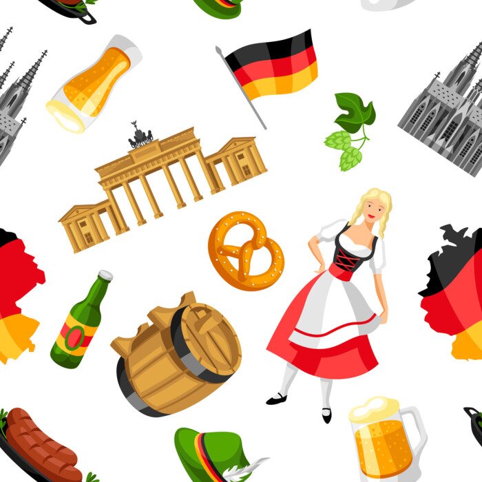 Behang German seamless pattern. Germany national traditional symbols.