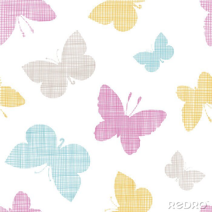 Behang Geruite kleurrijke vlinders