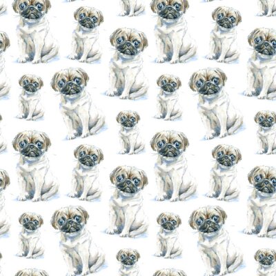 Behang Geschetste mops honden