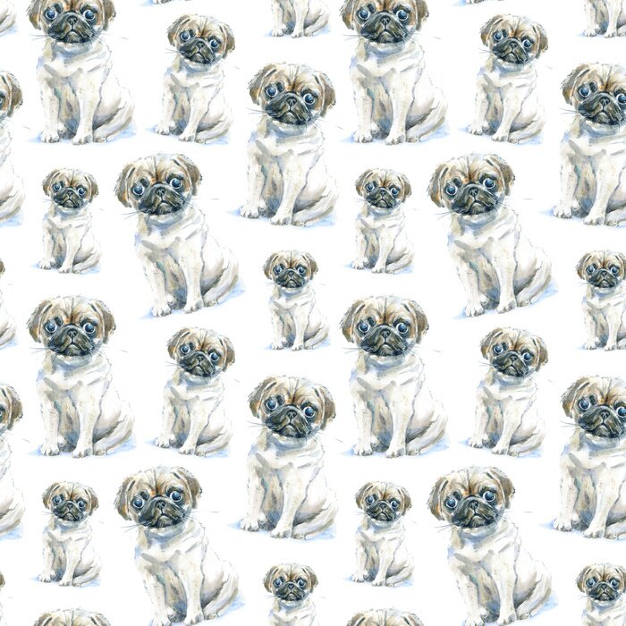 Behang Geschetste mops honden