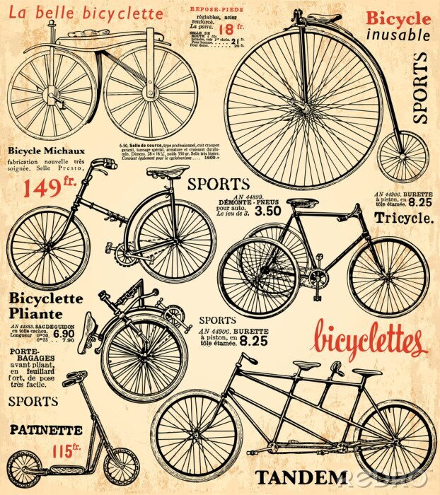 Behang Geschiedenis van vintage fietsen
