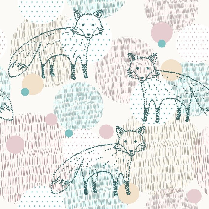 Behang Gestippelde vossen en gestreepte stippen