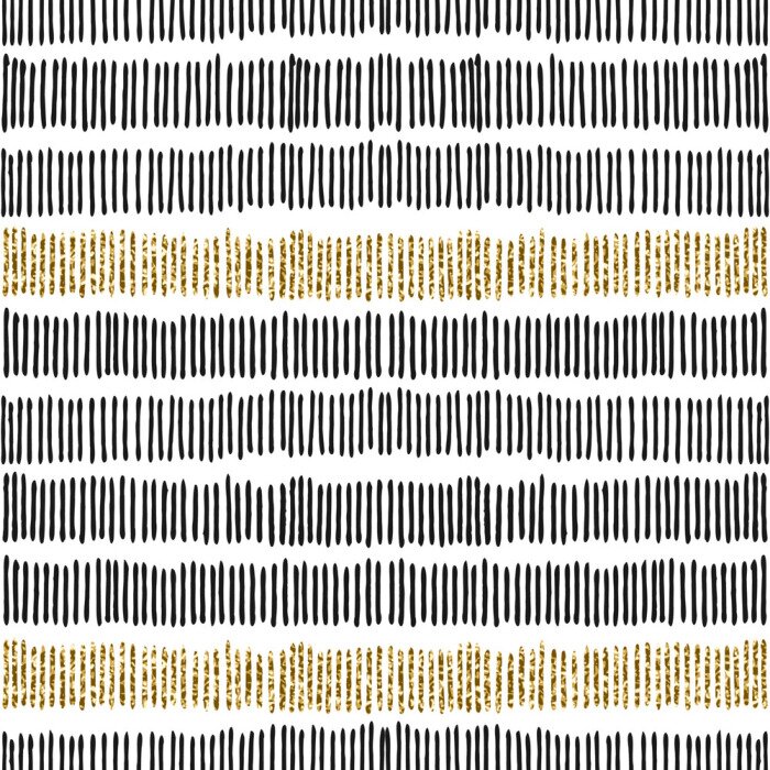 Behang Gestreept motief in zwart en goud imitatie