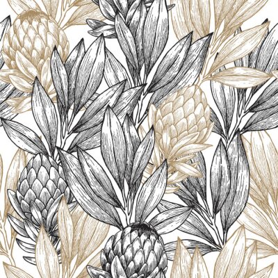 Behang Getekende bloemknoppen