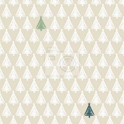 Behang Getekende kerstboom op een beige achtergrond