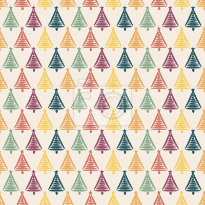 Behang Getekende kerstboom op een pastelkleurige achtergrond