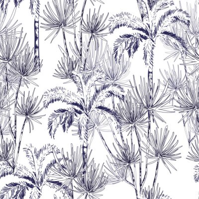 Behang Getekende tropische palmbomen