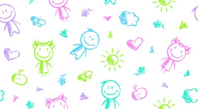 Behang Getekende zon en sterren mannen