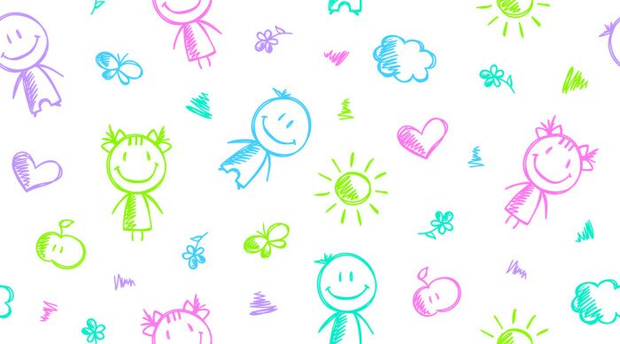 Behang Getekende zon en sterren mannen