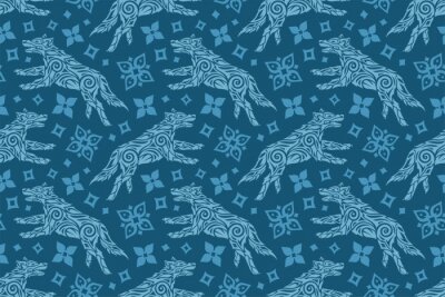 Behang Gevormde blauwe wolven