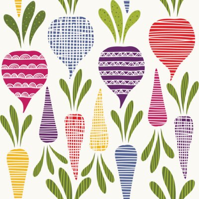 Behang Gevormde kleurrijke wortelen en bieten