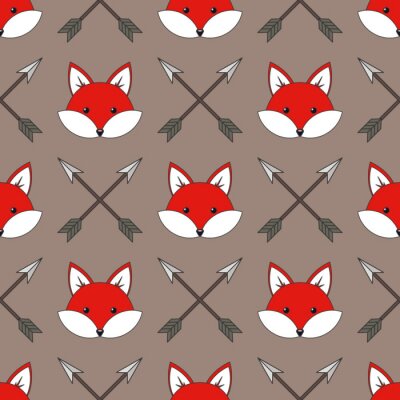 Behang Gezichten van vossen en pijlen