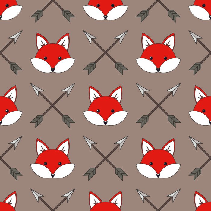 Behang Gezichten van vossen en pijlen