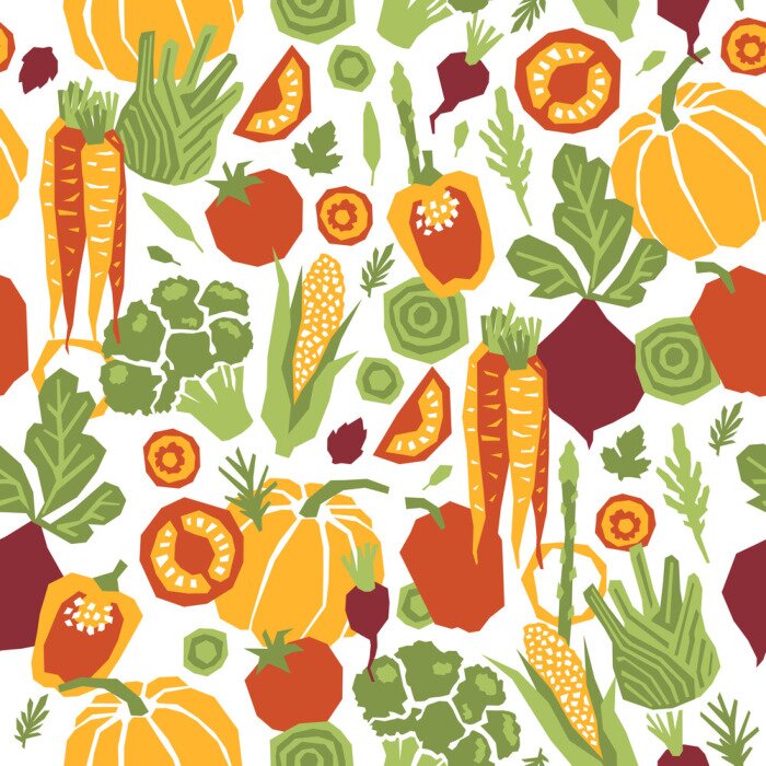 Behang Gezonde kleurrijke groenten op een witte achtergrond