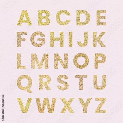 Sticker Glitter letters van het alfabet op een roze achtergrond