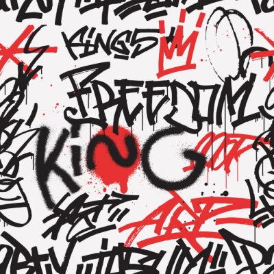 Behang Graffiti-inscripties met rood