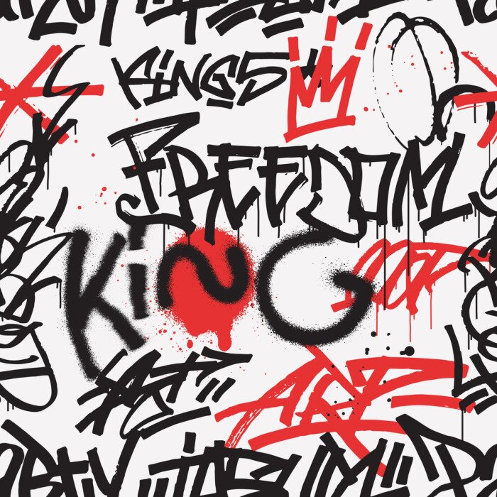 Behang Graffiti-inscripties met rood