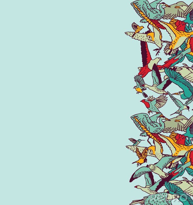 Behang Grafisch patroon met vogels