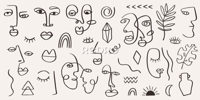 Behang Grafisch thema met gezichten van mensen