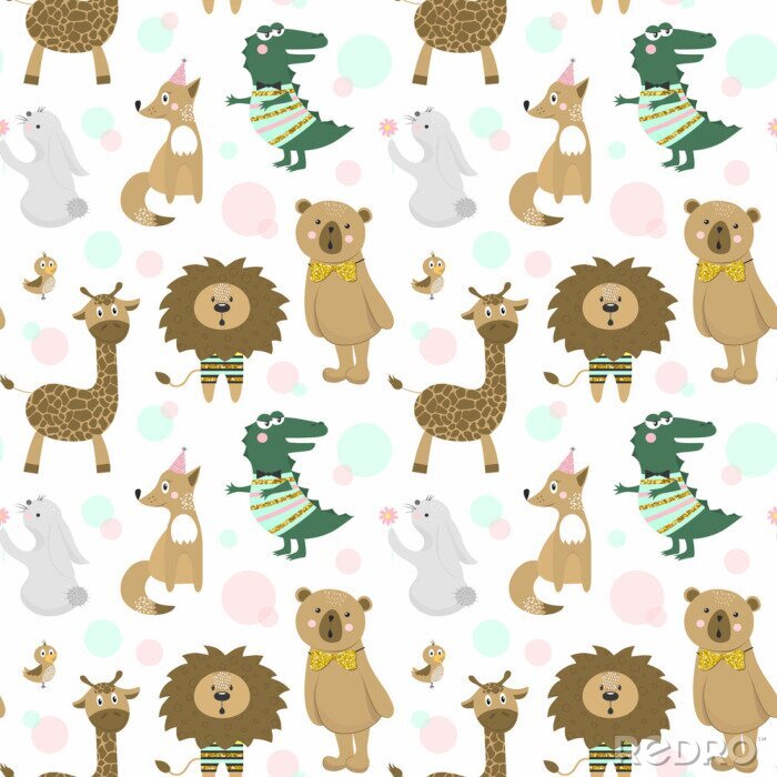 Behang Grafische dieren op een witte achtergrond