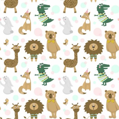 Behang Grafische dieren op een witte achtergrond