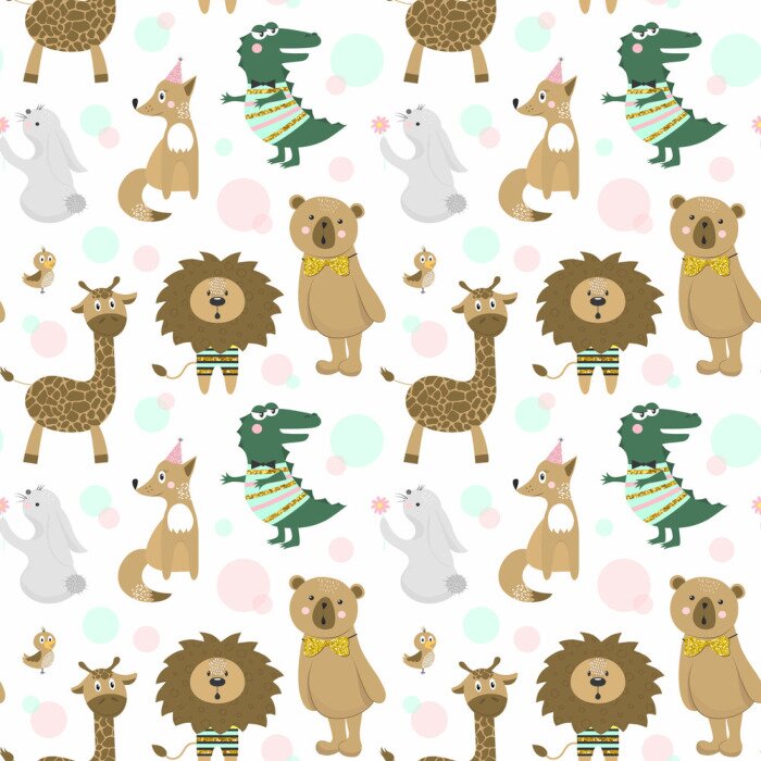 Behang Grafische dieren op een witte achtergrond