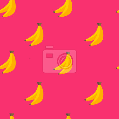 Behang Grafische kleine bananen op een roze achtergrond