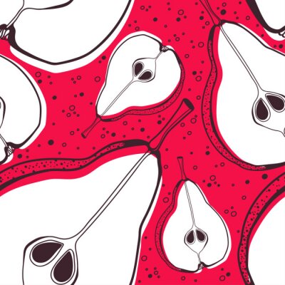 Behang Grafische peren op een rode achtergrond