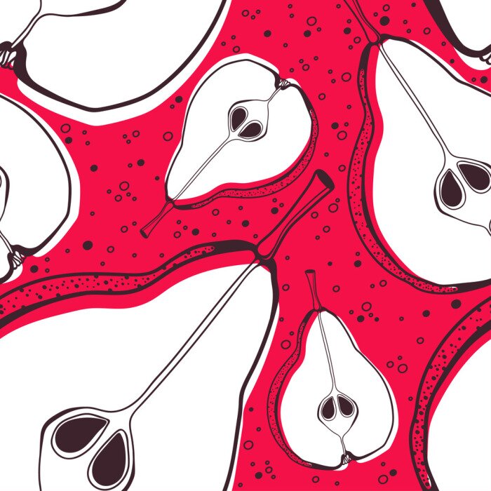 Behang Grafische peren op een rode achtergrond