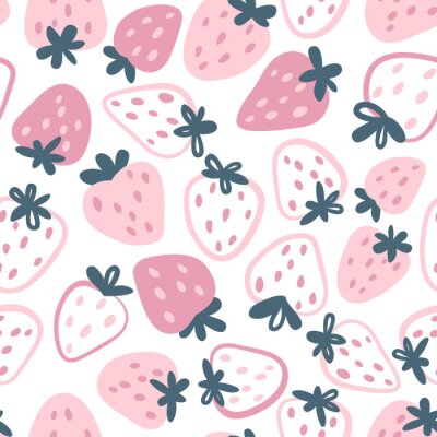 Behang Grafische roze aardbeien