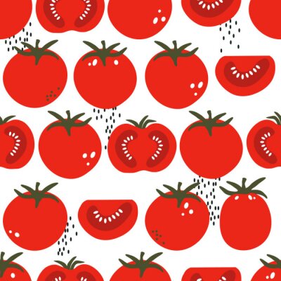 Behang Grafische tomaten geheel en in helften