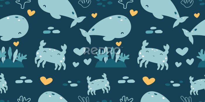 Behang Grappig leven in de onderwaterwereld