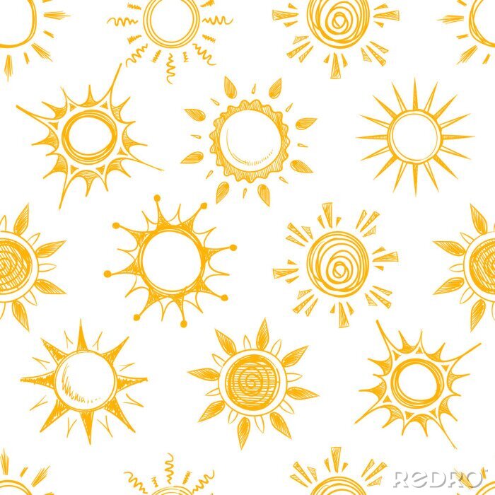 Behang Grappige gele zomer zon vector naadloze patroon