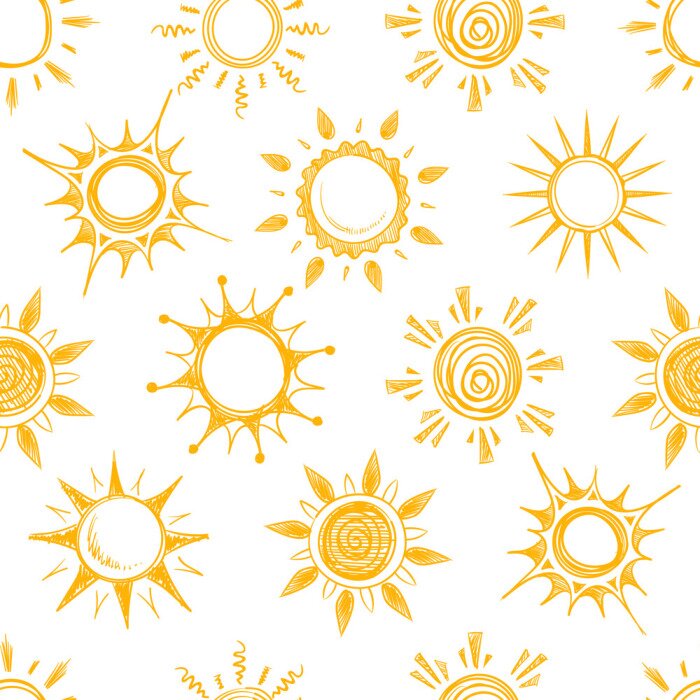 Behang Grappige gele zomer zon vector naadloze patroon